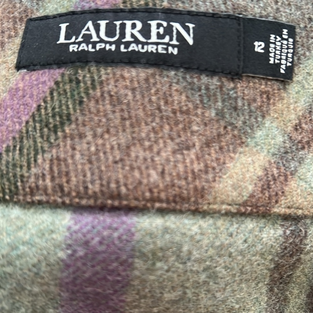 Polo By Ralph Lauren Plaid Wrap Sweater Skirt 100% Wool NWT XXL Fringe Size 12 - Picture 7 of 7
